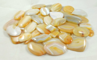 Lot de pierres précieuses en agate jaune rayée naturelle, cabochons en vrac pour la fabrication de bijoux, prix de gros