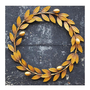 Artistic Metal Wreath with Intricate Leaf Design for <b>Front</b> <b>Door</b> Wall Hanging and Elegant Home <b>Decoration</b> - Product Image 1