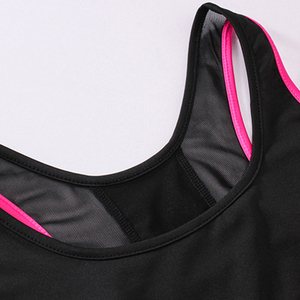 Women's Black Pink Contrast Binding <b>Racerback</b> Sports <b>Bra</b> Medium Support Breathable Top Fitness Wear By Micah Corporation - Product Image 4