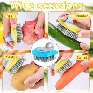 Juego de 3 Cepillos de Cocina con Cerdas Flexibles para Fregar Verduras y Frutas, para Limpiar Patatas, Zanahorias y Otras Frutas y Verduras - Product Image 4