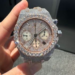 Reloj Unisex de Moissanita Helada Más Vendido, 40mm, Aleación, Fecha Automática, Diamante Incoloro de Alta Calidad, Estilo de Negocios, Venta al por Mayor - Product Image 4