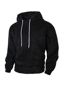 Sudadera con Capucha Negra para Hombre, Lavado Ácido, Lana, Corte Regular, Casual, Invierno, Ecológica, Color Sólido, Tejido de Punto, Cordón Blanco - Product Image 1