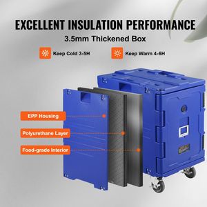 Blu isolato 82 Qt supporto per cibo fibbia pezzo unico caricatore anteriore W/maniglie ruote Hot Box ristorazione ristoranti alberghi - Product Image 3
