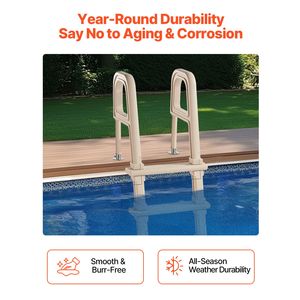 Scaletta per piscina a 5 gradini con doppia corrimano, antiscivolo, in plastica resistente, capacità di carico 300 libbre, misure 48'' 54'' per piscine interrate - Product Image 5