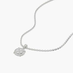 Lab Grown Diamond Necklace 14K Solid Gold DEF Color Round Cluster Diamond Pendant Necklace Dainty Gold Halo Charm Chain Necklace - Product Image 5