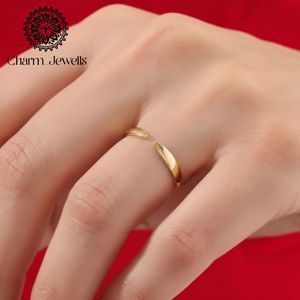 Charm Jewells Minimalist 10K Gold Plated Moissanite <b>Open</b> <b>Ring</b> with Prong Setting Geometric Design Women's Engagement - Product Image 6