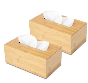 Boîte à mouchoirs en bois élégante pour table, support décoratif, 2 pièces, logo personnalisé accepté au prix le plus bas - Product Image 1