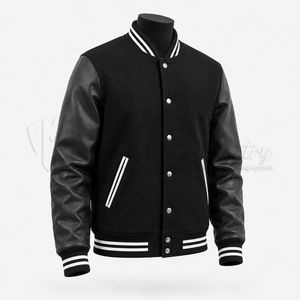 Chaqueta Universitaria Personalizada, Cuerpo de Lana, Mangas de Cuero, Chaqueta Letterman, Fabricante OEM ODM - Product Image 3