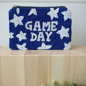 Pochette à monnaie tendance, nouveau style luxueux, faite à la main, motif étoiles, design pour les jours de match, mini sac à fermeture éclair, sac à maquillage pour femmes - Product Image 1