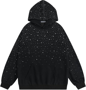 Sweat-shirt à capuche unisexe surdimensionné à motif de points gris, coupe classique, en coton tricoté, décontracté, pour l'automne - Product Image 2