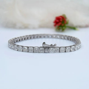 Pulsera de tenis de moissanita con corte radiante cuadrado, pulsera de boda, pulsera de lujo con diamantes de corte radiante, regalo para la futura novia - Product Image 5