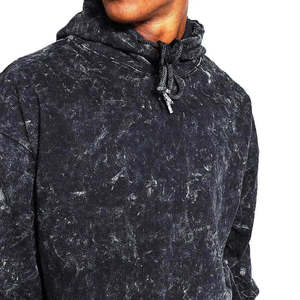 Sweat-shirt à capuche épais délavé à l'acide pour homme, blanc, coupe oversize, style streetwear vintage, avec poche kangourou en polaire - Product Image 6