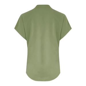 T-shirt décontracté pour femme, col rond, boutonné sur le devant, manches courtes, en tricot de coton et élasthanne, grande taille, anti-plis, anti-boulochage - Product Image 4