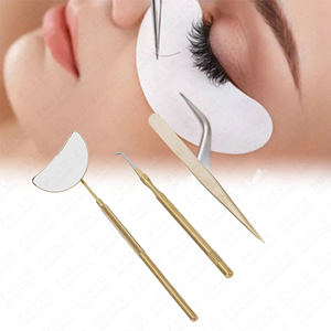 Stainless Steel Lash Tweezers Set with Gold Eyelash Mirror Professional Extension <b>Tools</b> for Beauty Salon Supplies - Product Image 2