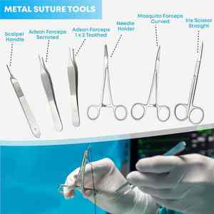 Kit Completo de Práctica de Sutura de Acero Inoxidable de 25 Piezas, Almohadillas de Silicona, Cierre de Heridas Quirúrgicas Médicas de Dentavex - Product Image 2