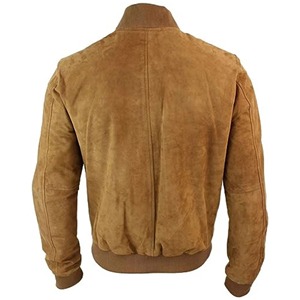 Men Jacket <b>Brown</b> Suede Bomber Jacket Premium Soft Faux Suede Zip Up Stand Collar Casual Autumn Winter Outerwear - Product Image 4