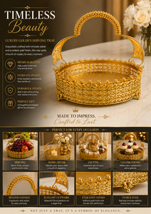 Round Polished Modern Gold Metal Serving Tray with Handle Plant Pattern Engraved Glam Handmade Decorative Dishware - Product Image 4
