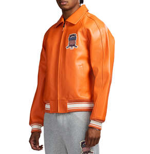 Veste en cuir Avirex de qualité supérieure pour hommes, différentes couleurs disponibles, tailles personnalisées, meilleures ventes, vestes en cuir brodées OEM pour hommes - Product Image 4