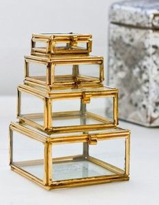 Glass Jewelry Box with Gold <b>Frame</b> Stackable Storage Organizer for Necklaces and Accessories - Product Image 3