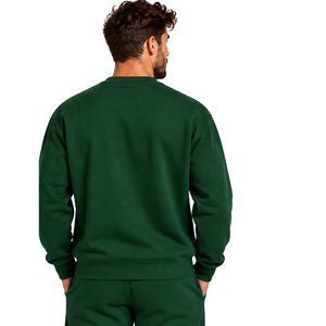 Sweat-shirt vert forêt pour homme, col rond, manches longues, pull décontracté en polaire, logo personnalisé, streetwear, vêtements de sport d'hiver, vente en gros - Product Image 2