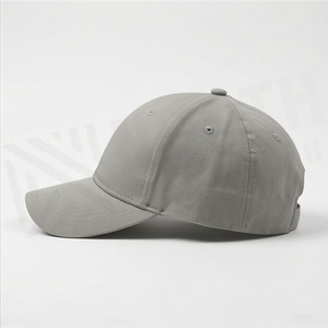 Casquette de baseball unisexe grise à 6 panneaux, couleur unie, tissu sergé, fermeture ajustée, style décontracté, chapeau pour adulte - Product Image 3