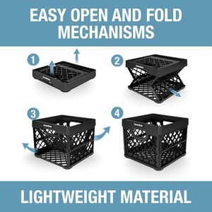 25L (6.6 Gal) <b>Collapsible</b> Milk Crate 50 lb Heavy Duty Plastic <b>Storage</b> Bins & <b>Boxes</b> File Rails 3 Pack Foldable Stackable Crate - Product Image 6