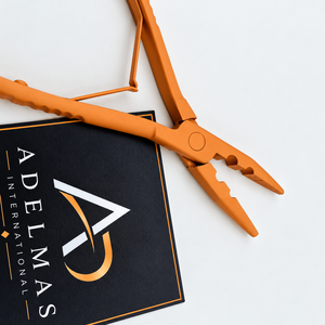 Pince à extensions de cheveux en acier inoxydable de qualité supérieure, professionnelle, personnalisée, orange mat, 7 pouces de long, deux trous, micro-perles. - Product Image 6