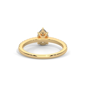 IGI Certified Pear Cut Lab Grown <b>Diamond</b> Engagement <b>Ring</b> Women Gold Pavé Band Wedding Jewelry - Product Image 4