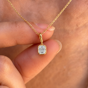 Collar con Colgante Solitario de Corte Asscher de 1 Quilate, Oro Rosa de 10K/14K, Diamante Cultivado en Laboratorio VVS2, Certificado IGI, Cadena Fina - Product Image 4