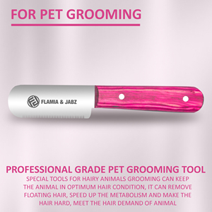 Couteau à démouler Flamia & Jabz pour chien, couteau à démouler pour peigne à poils de terrier, peignes en acier inoxydable pour renard, chat, chien, cheval, peigne en bois - Product Image 4