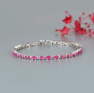 Natural <b>Ruby</b> 925 Sterling Silver Gold Plated Luxury Charm <b>Bracelet</b> Handmade July Birthstone Jewelry Gift for Women - Product Image 2