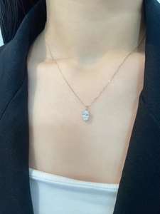 Collar con Colgante de Diamante Ovalado Cultivado en Laboratorio, Color D-E-F, Claridad VVS-VS, Joyería Fina Sostenible, Regalo para Ella - Product Image 2