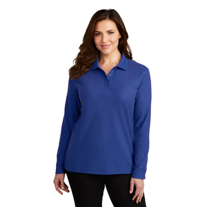 Polo blanc à manches longues pour femme, 100% coton, tricoté, couleur unie, coupe classique - Product Image 4