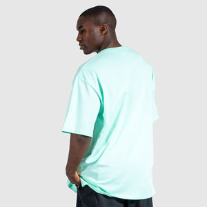 Camiseta de Algodón Verde Menta Extra Grande para Hombre, Manga Corta, Cuello Redondo, Estilo Casual, Teñido Liso, Ajuste Jersey - Product Image 3