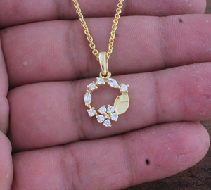 Collier de luxe avec breloques en zircone cubique, plaqué argent, base en argent sterling 925, anti-ternissement, solitaire fantaisie en CZ pour fiançailles - Product Image 3