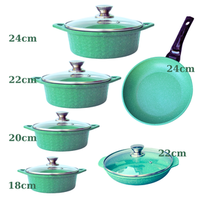 Ensemble de 3 ustensiles de cuisine au design moderne, construction en aluminium moulé sous pression, revêtement antiadhésif en céramique, couvercle en verre trempé, fond à induction - Product Image 2