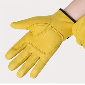 Guantes de Trabajo de Piel de Ciervo de Alta Calidad, Color Amarillo, Guantes de Seguridad con Cierre Elástico y Ajustable - Product Image 6