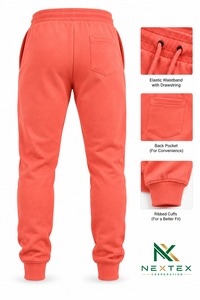 Pantalones Deportivos Nuevos para Hombre, Color Naranja, Cintura Elástica con Cordón, Bolsillos, Casuales, de Algodón Medio, Transpirables, para Primavera - Product Image 4