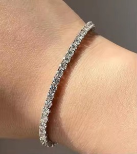 New Elegant Vintage Design Multi Shape Moissanite Diamond Bracelet Unisex White Gold Plated at Reasonable Price For Export - Product Image 1