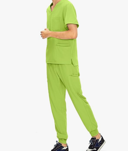 Vente en gros de tenues médicales personnalisées avec logo OEM pour hommes et femmes, comprenant un haut et un pantalon de jogging, en coton et polyester extensible, avec fonction de détection d'aiguilles - Product Image 4