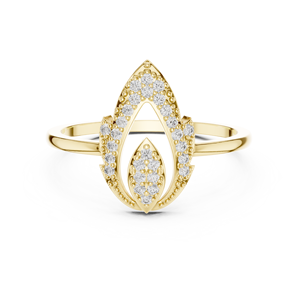 Anillo minimalista inspirado en el loto con diamante de corte redondo cultivado en laboratorio, engastado en oro amarillo de 18 quilates, para compromiso, boda, fiesta, uso diario, para mujer. - Product Image 1