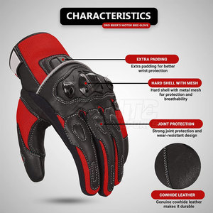 Gants de moto en cuir d'hiver confortables et flexibles, avec support de sécurité, tissu respirant, sangle de poignet réglable, conception durable - Product Image 2