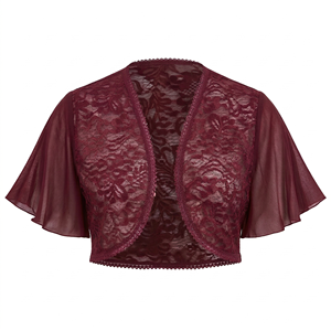 Blusa de Chifón Personalizada de Talla Grande para Mujer, Elegante Bolero de Encaje con Manga de Mariposa, Top Corto Translúcido - Product Image 1