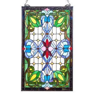 Per Tiffany stile 17X29 pollici vetrata appeso pannello finestra con catena elegante decorazione per la casa - Product Image 1