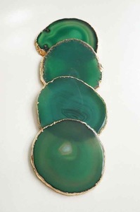 High Quality Eco-Friendly Modern Resin Oval <b>Coaster</b> <b>Green</b> Gold Leaf Design 400mm Diameter 5mm Thick Stocked Home Wedding Cafe - Product Image 2
