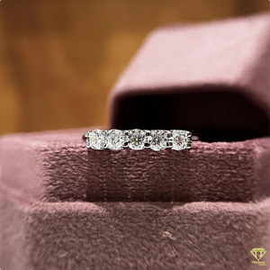 Round Cut Moissanite Five Stone Vintage Style IGI Certified Wedding Band <b>Ring</b> in 925 Sterling Silver Anniversary <b>Ring</b> for Women - Product Image 1