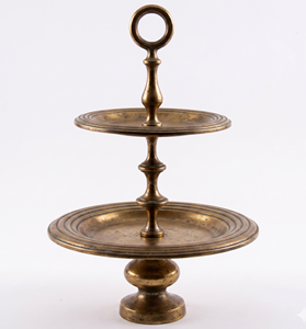 Two <b>Tier</b> Bronze <b>Cake</b> Stand Multi Layer Metal Dessert Display Reusable Hand Wash Only Cupcake Holder Serving Tray For Parties - Product Image 1
