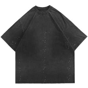 Camiseta de punto de cuello redondo para hombre, de alta calidad, con lavado ácido, corte regular, de secado rápido, transpirable, con estampado personalizado, al por mayor - Product Image 3