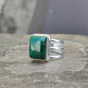 แหวนเงินสเตอร์ลิง925แหวนพลอยทำด้วยมือแหวนสวยเครื่องประดับมาลาไคต์แหวนสวยแหวนสวยแหวนสวยแหวนสวยแหวนของขวัญผู้หญิง - Product Image 3