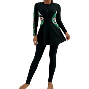2026 OEM Custom 2-Piece High Cut Print Burkini Swimwear Set Full Coverage <b>Modest</b> Islamic Swimsuit for Women Front Breathable - Product Image 5